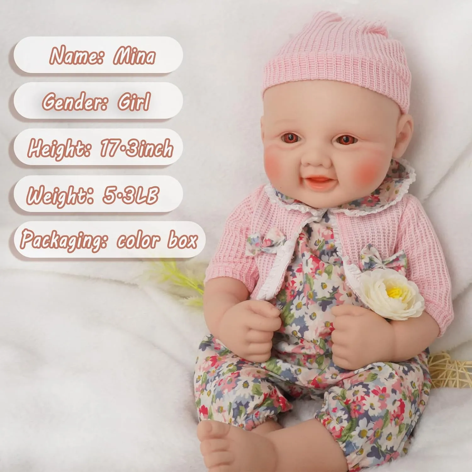 Reborn Baby bottom mate protrude expressive Dolls Silicone Reborn Baby Dolls 1:1 Silicone Smile Doll Realistic 