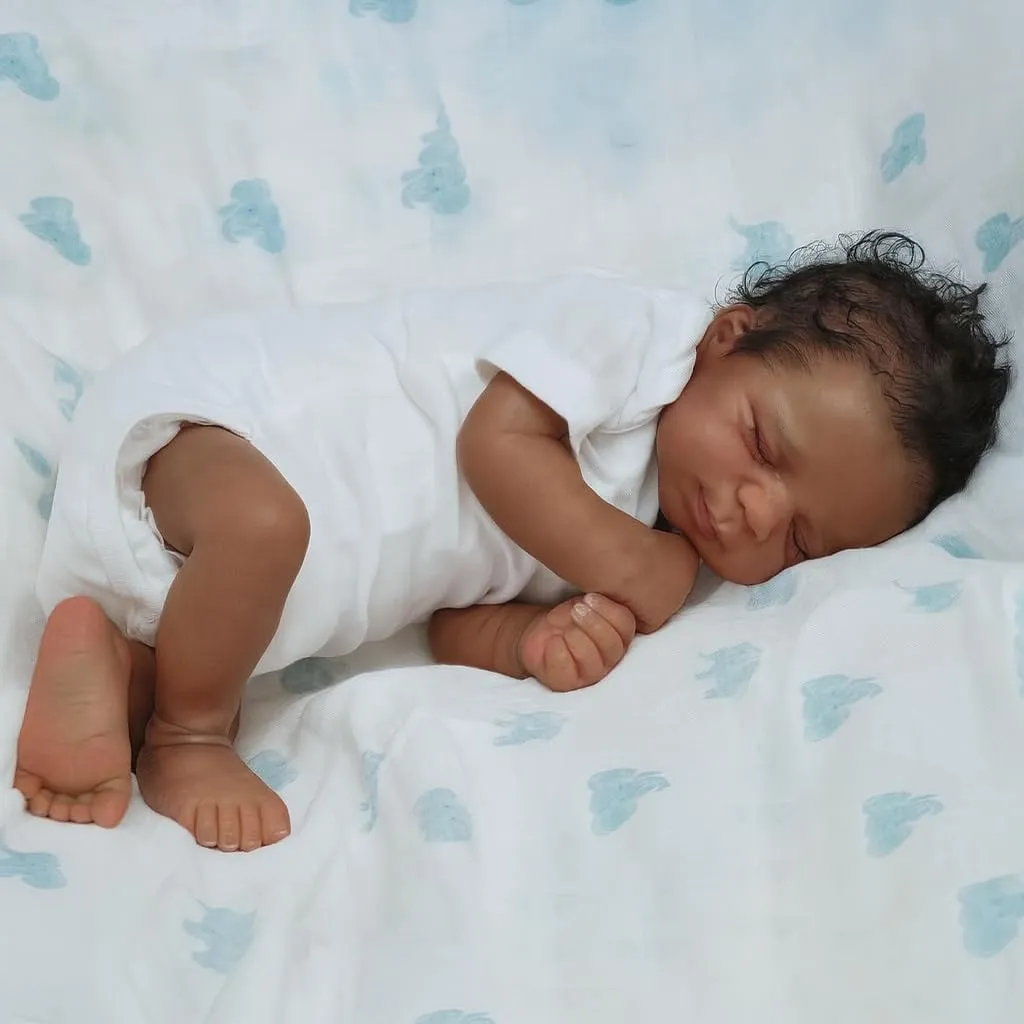 Reborn Baby Dolls Black Boy- negligible pilot auger 18 Inch Realistic Newborn Dolls Newborn Baby Dolls African American Real Life Baby Gift for Kids Age 3 SCOM 