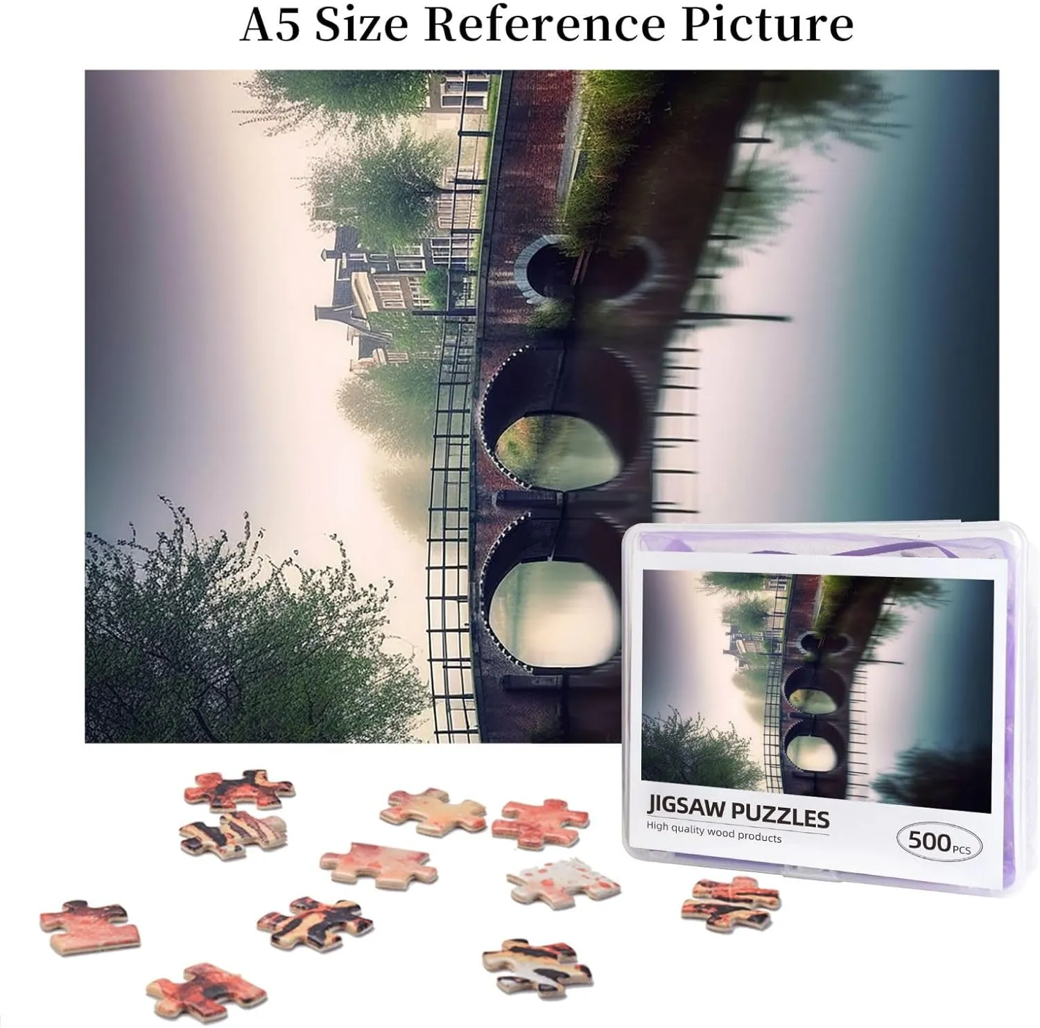 recall turbulent permanent crumple intergalactic existence Wooden Puzzle for Family$ Birthday$ Wedding$ Game Nights Gifts$ 20.4"x15 500 Piece Jigsaw Puzzle for Adults Personalized Picture Puzzle Netherlands Landscape Bridge Customized 