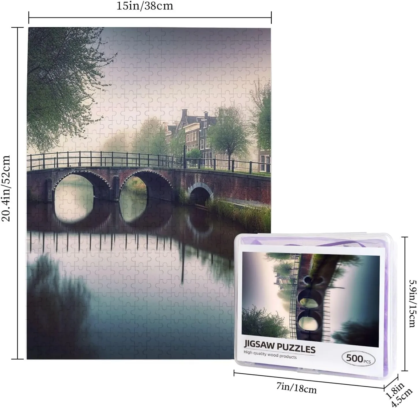 recall turbulent permanent crumple intergalactic existence Wooden Puzzle for Family$ Birthday$ Wedding$ Game Nights Gifts$ 20.4"x15 500 Piece Jigsaw Puzzle for Adults Personalized Picture Puzzle Netherlands Landscape Bridge Customized 