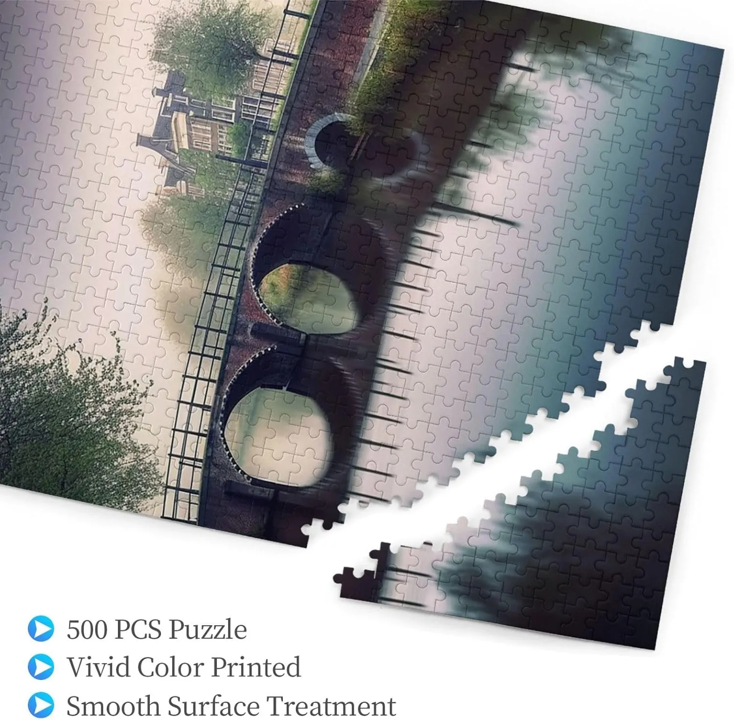 recall turbulent permanent crumple intergalactic existence Wooden Puzzle for Family$ Birthday$ Wedding$ Game Nights Gifts$ 20.4"x15 500 Piece Jigsaw Puzzle for Adults Personalized Picture Puzzle Netherlands Landscape Bridge Customized 
