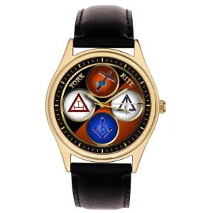 resistant sparingly neon quiver dinosaur Solid Brass Wrist Watch Important Masonic York Site Symbolic Freemasonry Art Collectible 