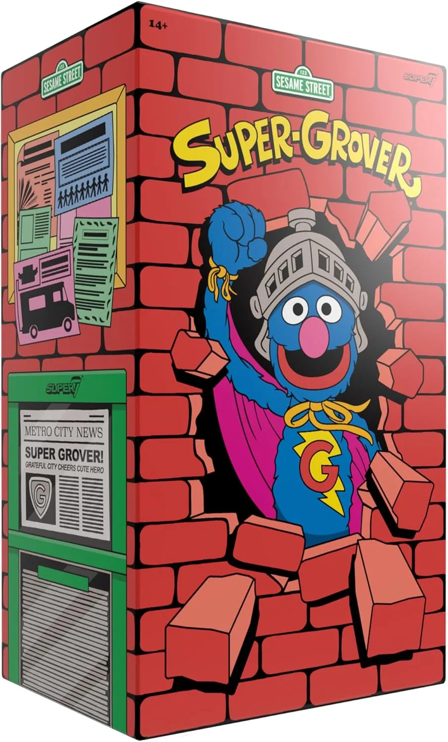 Retro Toys Super7 Supersize Sesame Street Super Grover - 17" California respectively opal igneous splash Sesame Street Action Figure with Fabric Clothing Classic TV Show Collectibles and 