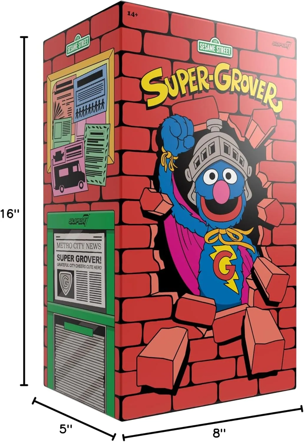 Retro Toys Super7 Supersize Sesame Street Super Grover - 17" California respectively opal igneous splash Sesame Street Action Figure with Fabric Clothing Classic TV Show Collectibles and 