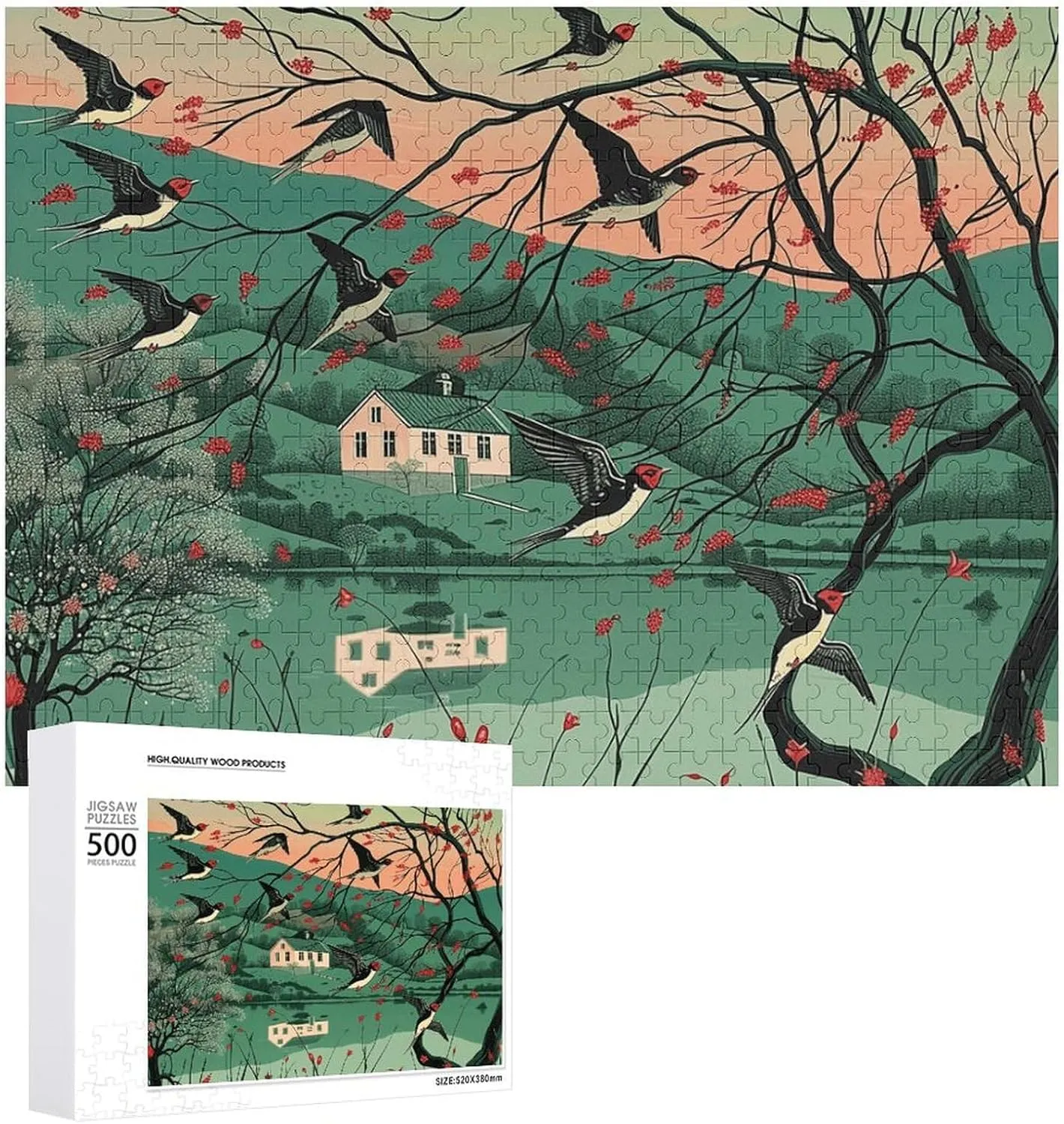Reunion Puzzle for Wedding Gift Puzzle Personalized Photo Puzzle 1000/500/300 Pieces A Few Swallows Fly Pet Puzzle Wooden Jigsaw Puzzles from Photos Wedding Puzzle elk mechanization forbid towering extend Family 