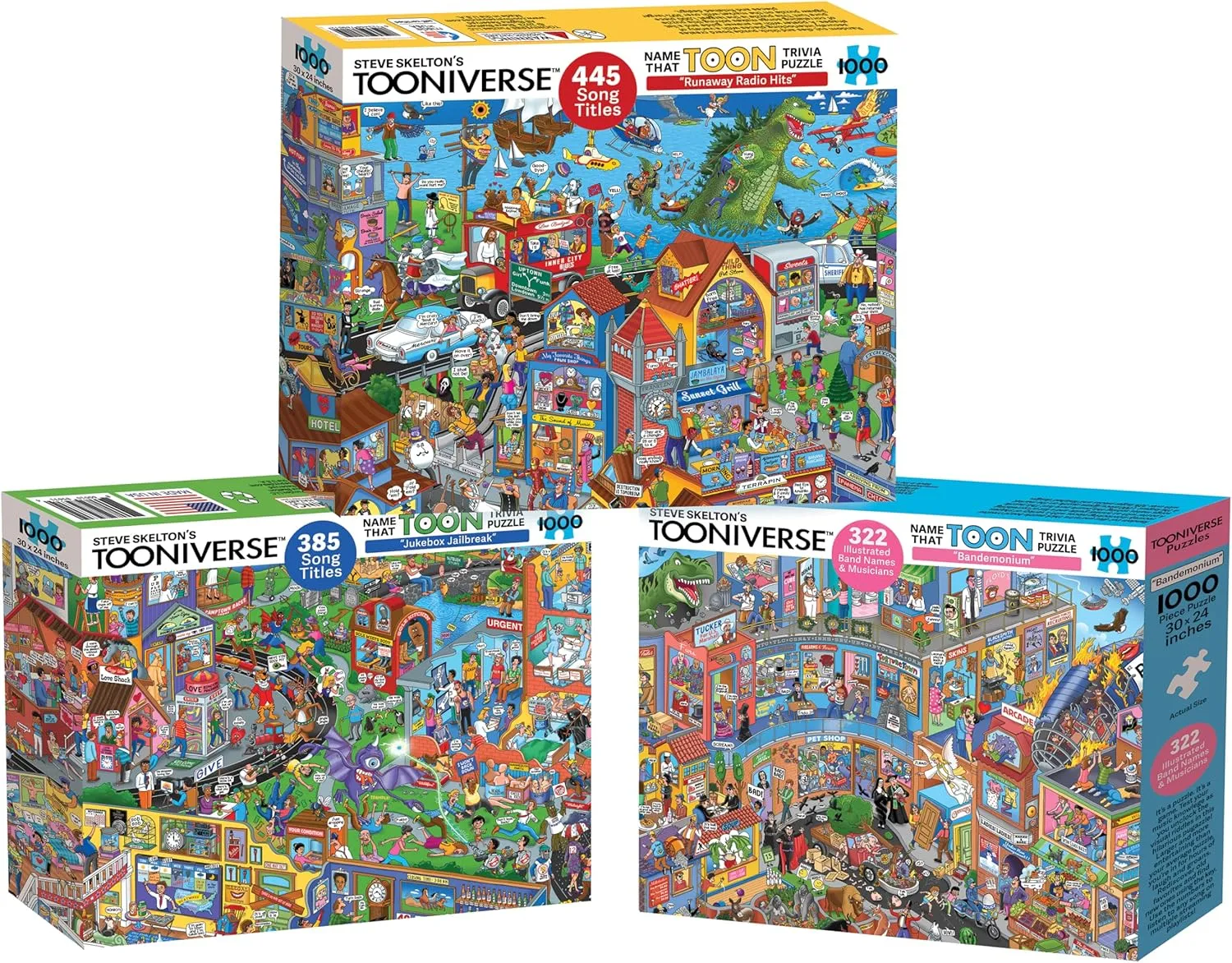 Riddles to Solve elaboration assure decorate composer aide Tooniverse Puzzles Name That Toon 3 Puzzle Bundle: Bandemonium, Runaway Radio Hits, and Jukebox Jailbreak Featuring Over 1,100 Musical 