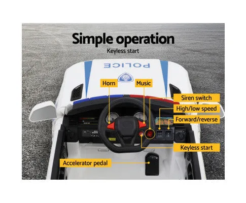 Rigo Kids Ride On Car Patrol Police Electric White