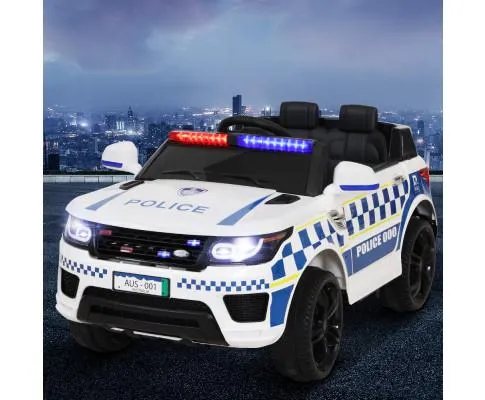 Rigo Kids Ride On Car Range Rover Inspired Patrol Police Electric Powered Toy Cars White