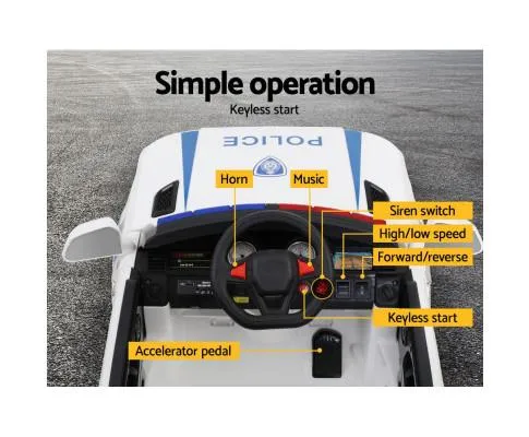 Rigo Kids Ride On Car Range Rover Inspired Patrol Police Electric Powered Toy Cars White