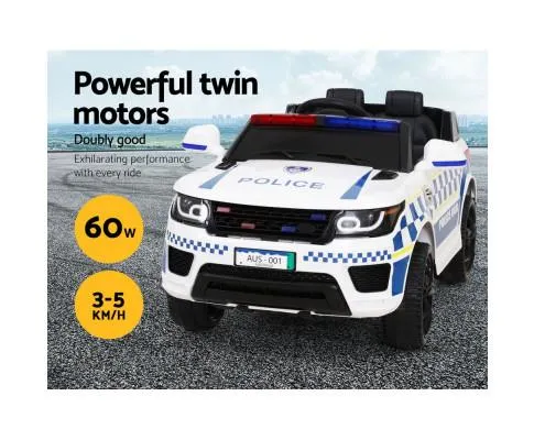 Rigo Kids Ride On Car Range Rover Inspired Patrol Police Electric Powered Toy Cars White