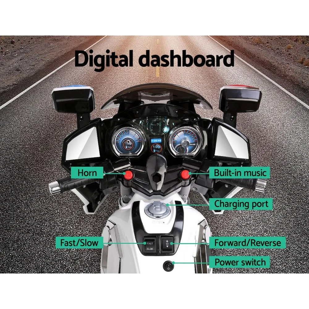 Rigo Police Motorcycle Electric Ride On White