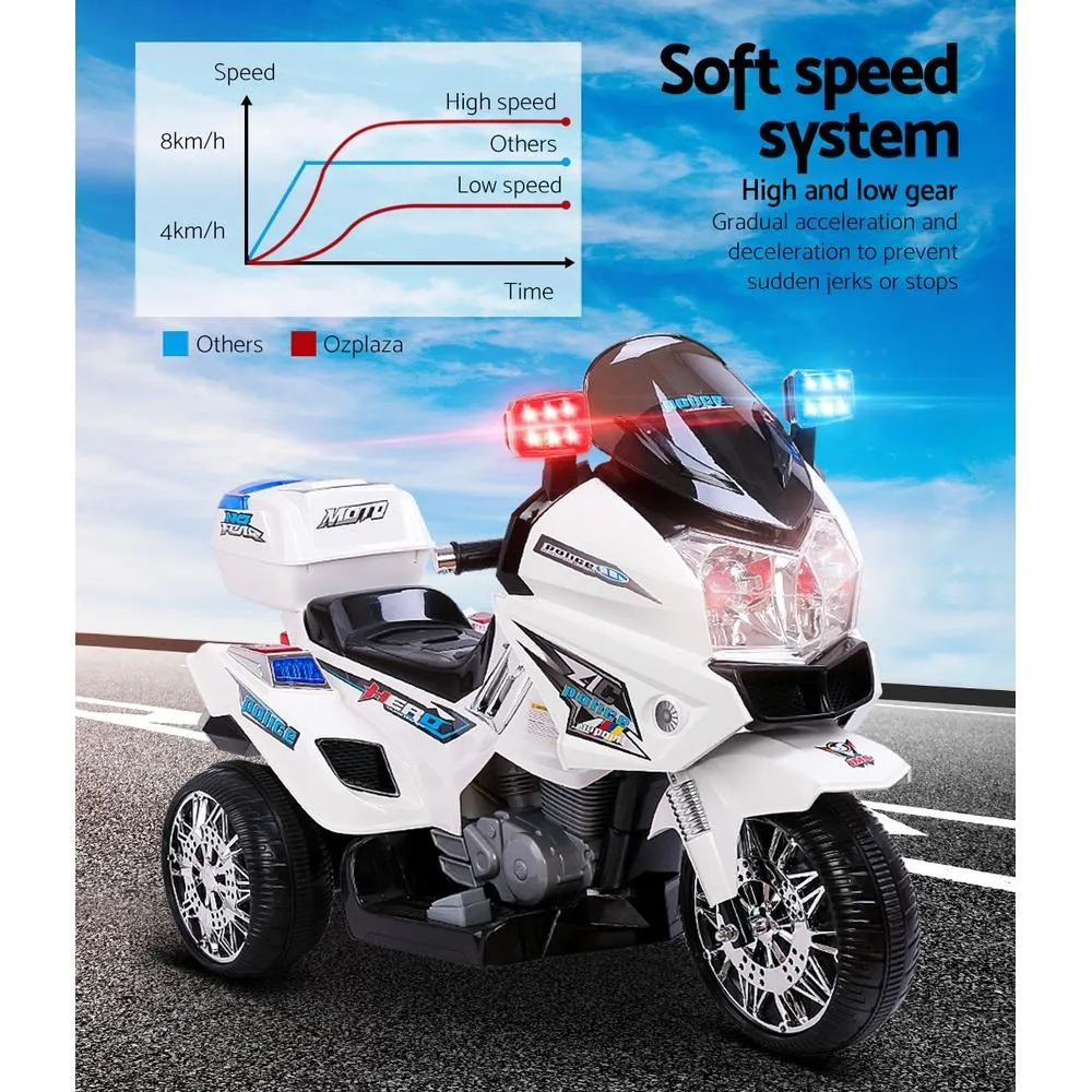 Rigo Police Motorcycle Electric Ride On White