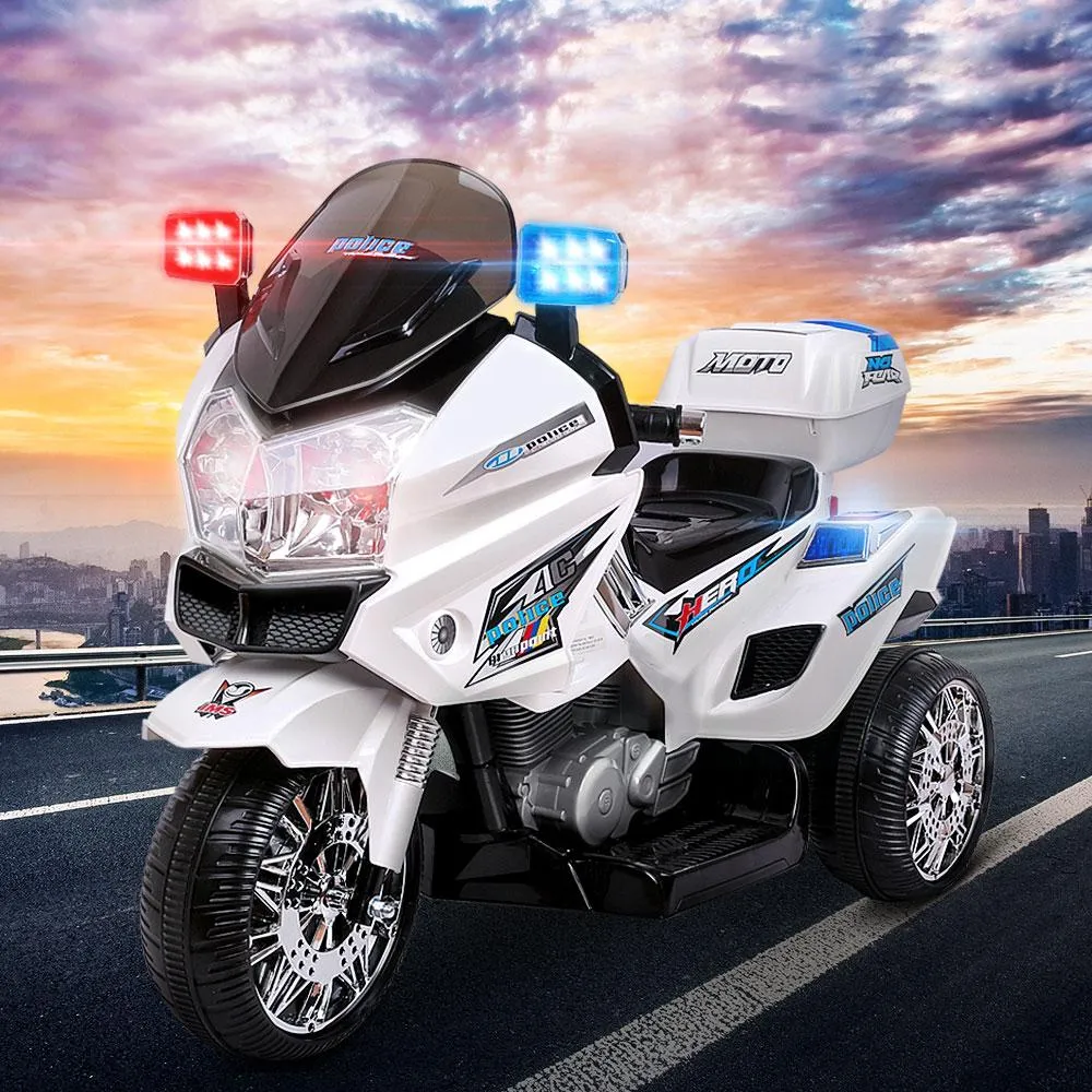 Rigo Police Motorcycle Electric Ride On White