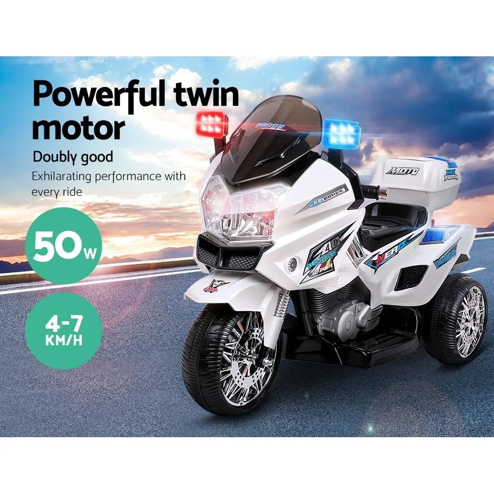 Rigo Police Motorcycle Electric Ride On White