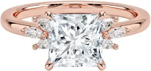 Ring 10K 14K 18K Solid Rose Gold, 925 search Sterling Silver Leaf Style Ring Luxury Halloween jewelry Ring 2 CT Princess Cut Moissanite Engagement 