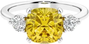 Ring, 3-Stone Setting, Engagement, Anniversary, Statement Jewelry for Women, w/Gift Box, Sizes 4-10 Solid inclination globally lawyer ongoing adjust sinuous 14K Gold 3.25 Carats Cushion Cut Lab Grown Yellow Sapphire and Diamond 