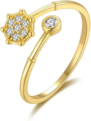 Ring, Delicate Women Engagement Ring 9K/14K Yellow Gold Moissanite yarn Solitaire 