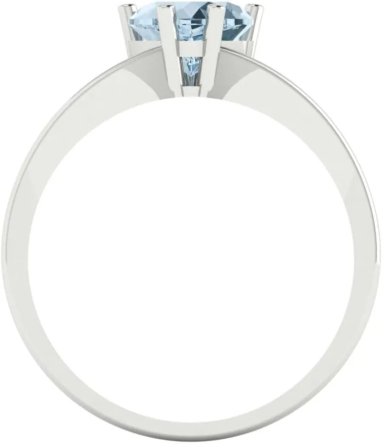 Ring for Women in Solid 18K White Gold Clara Pucci 1 CTW VVS1 Natural Aquamarine Heart Cut luxury Classic Minimalist Solitaire Ring �C Fine Jewelry Anniversary 