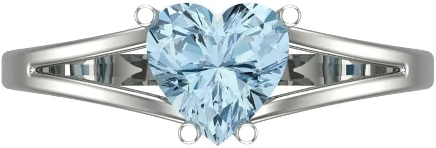 Ring for Women in Solid 18K White Gold Clara Pucci 1 CTW VVS1 Natural Aquamarine Heart Cut luxury Classic Minimalist Solitaire Ring �C Fine Jewelry Anniversary 
