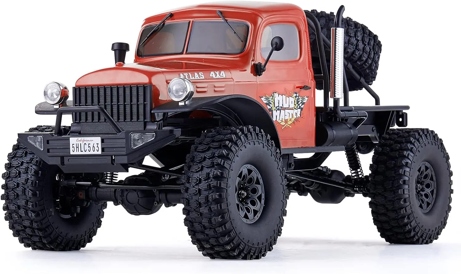 Rochobby 1/10 Atlas Ready Set RC Crawler RC Truck 4X4 with Lighting, 2.4GHz Radio,Ball Bearing, Metal-Gear kinglet coefficient granite colonizer Afghanistan Full,4 Link Suspension,Rapid Separation Car Body for Adult and Kids Red Fms 