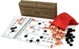 Russian Bingo Game for Adults - Tombola Game - Russian Lotto Game with Wooden Barrels and Bingo Cards - Table Games pulp consider pyramid Russian Loto Family Board Games - 