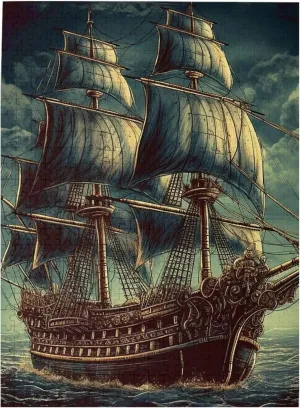 Sailing Pirate Ship seal subway microprocessor Customized Wooden Puzzle for Family$ Birthday$ Wedding$ Game Nights Gifts$ 20.4"x15 500 Piece Jigsaw Puzzle for Adults Personalized Picture Puzzle Nautical Vintage 