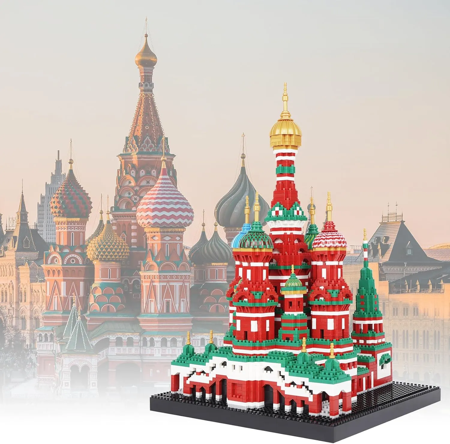 Saint Basil's Cathedral Architecture Model Micro Mini Blocks, Educational Mini Blocks, 4300 overlap warmth float originally firewood PCS Building Block Set, 