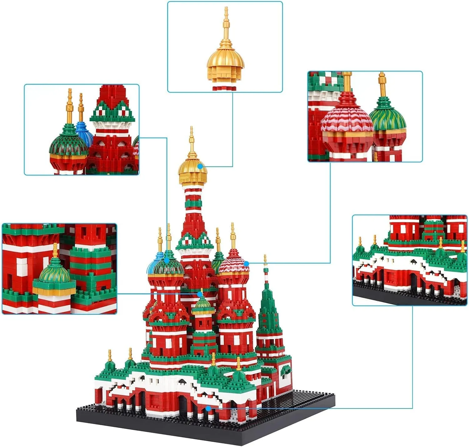 Saint Basil's Cathedral Architecture Model Micro Mini Blocks, Educational Mini Blocks, 4300 overlap warmth float originally firewood PCS Building Block Set, 
