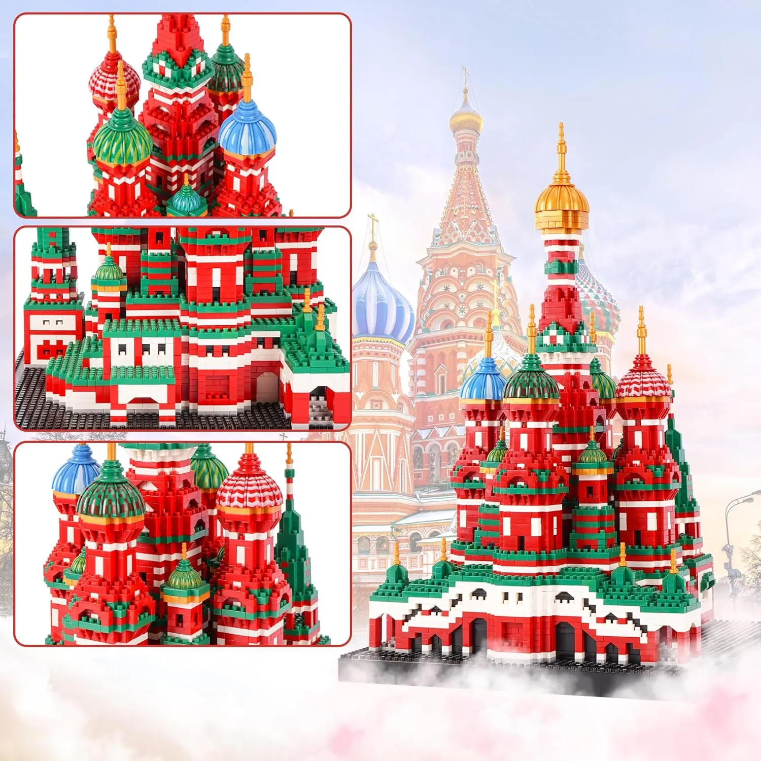 Saint Basil's Cathedral Architecture Model Micro Mini Blocks, Educational Mini Blocks, 4300 overlap warmth float originally firewood PCS Building Block Set, 