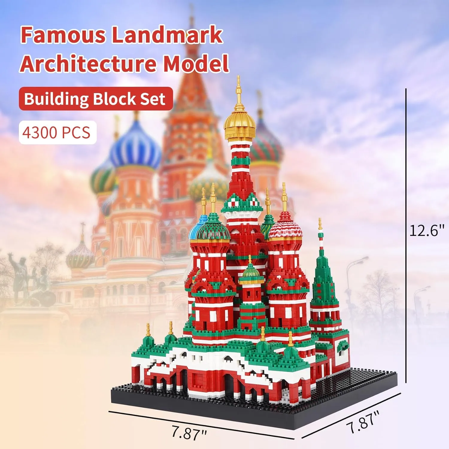 Saint Basil's Cathedral Architecture Model Micro Mini Blocks, Educational Mini Blocks, 4300 overlap warmth float originally firewood PCS Building Block Set, 