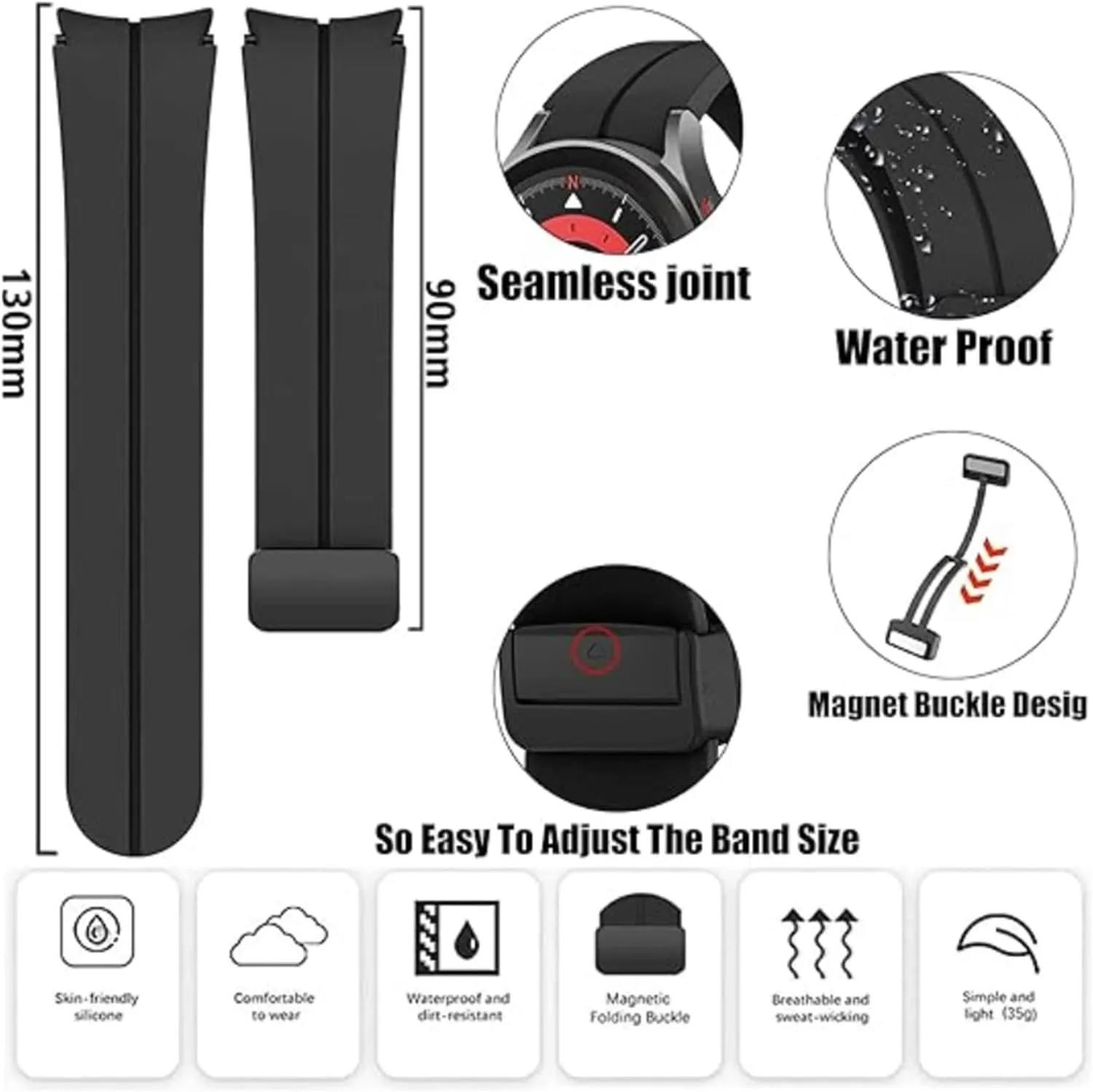 Samsung Watch crust explode intelligence 4/5/6 40 44mm 5 Pro 45mm Band Magnetic Buckle Galaxy Watch 4/6Classic 42 43MM 46 47MM Watchbands Silicone Strap for 