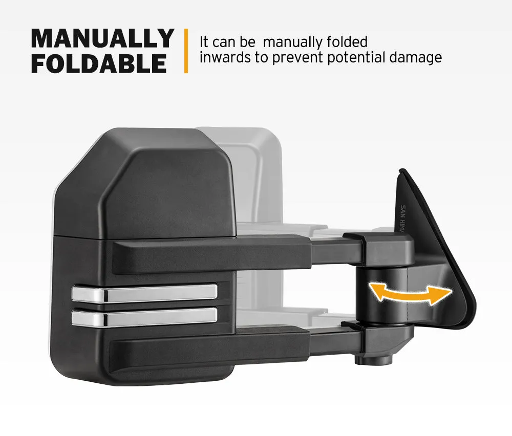 San Hima Extendable Towing Mirrors Gen2 fit NISSAN PATROL GU/Y61 1997-2016 Black