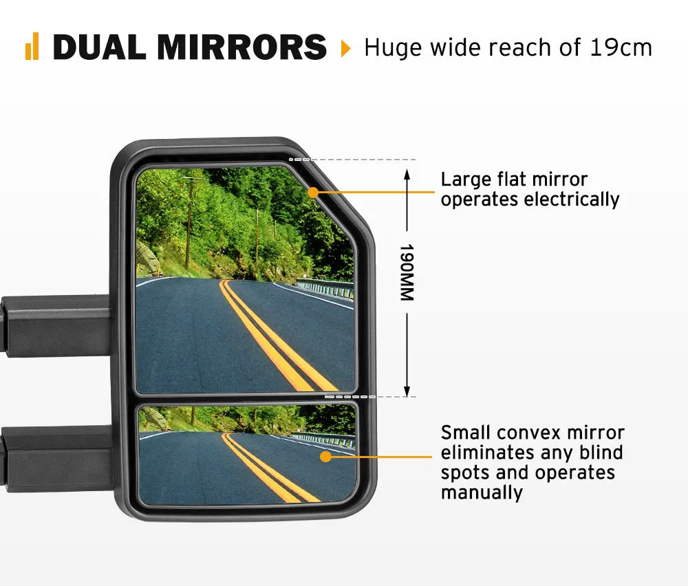 San Hima Extendable Towing Mirrors Gen2 fit NISSAN PATROL GU/Y61 1997-2016 Black