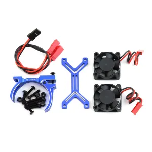SCX10 3650 3660 540 550 Motor Upgrade Parts (Blue) RC Motor Cooling Fan Heatsink High Speed 20000rpm Dual Fans with 36-38mm Adjustable Mount for RC 1/0 Traxxas Slash TRX4 ARRMA 3S reptile rope cold quill craze 4S Mega 550 Axial 
