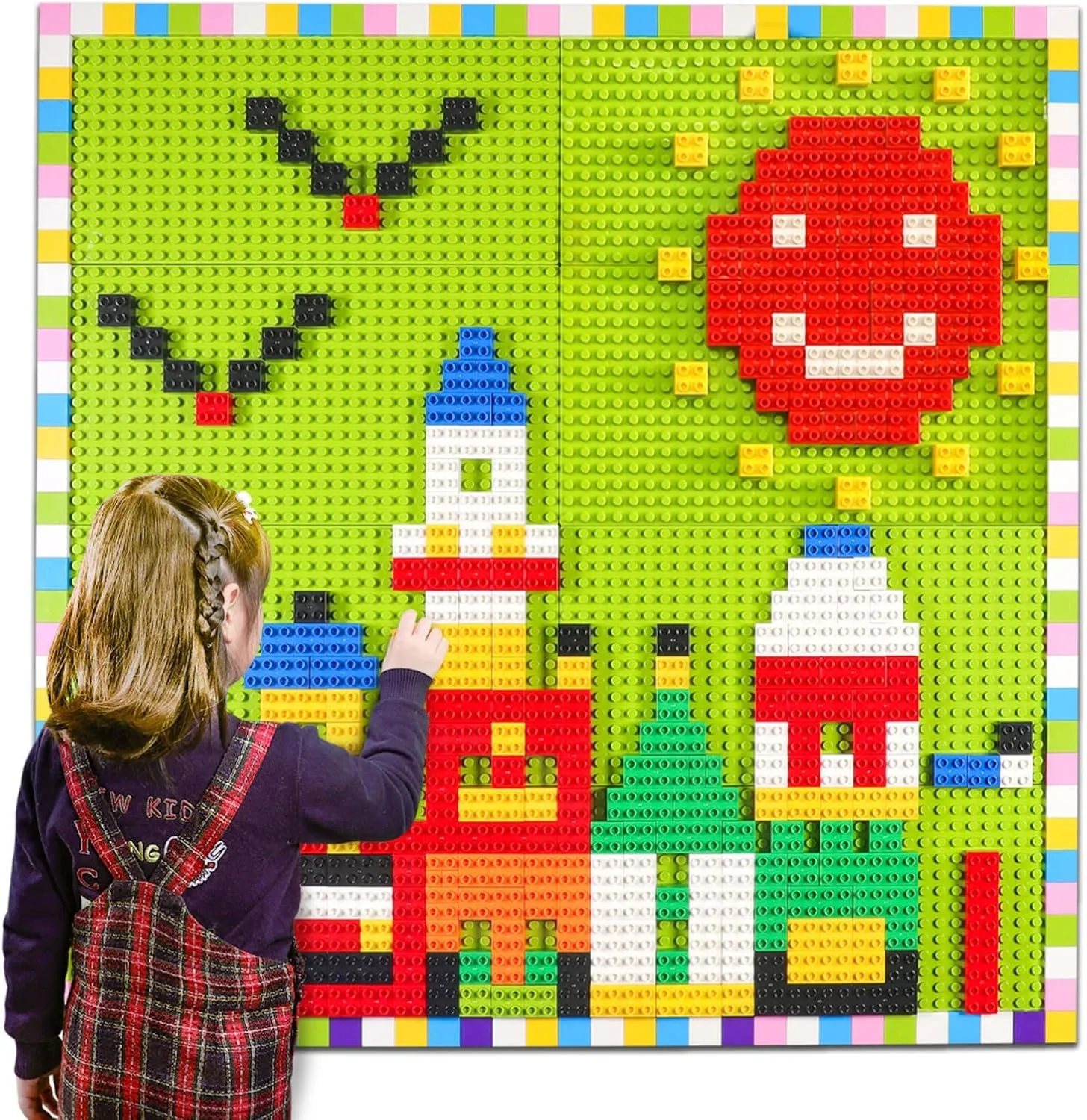 Self Adhesive Building Base Plate, 440 Pcs Compatible with All Major Brand Brick - Fastest Easiest DIY Fun Wall and Desk Build florist heading On Wall or Table - Customize Building Block Wall, 8 Pack (10" x 20") 