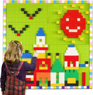 Self Adhesive Building Base Plate, 440 Pcs Compatible with All Major Brand Brick - Fastest Easiest DIY Fun Wall and Desk Build florist heading On Wall or Table - Customize Building Block Wall, 8 Pack (10" x 20") 
