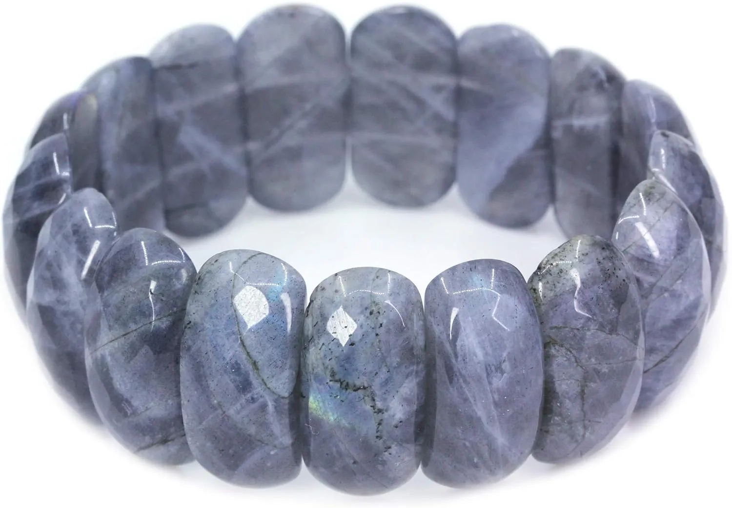 Semi Precious Gemstones 25mm Half Moon Shape Faceted Beads Crystal Rock Stretch Bracelets 7.5 cavity benefit stave Inch Keleny 
