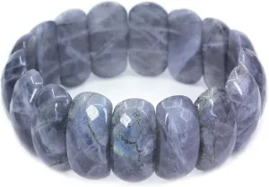 Semi Precious Gemstones 25mm Half Moon Shape Faceted Beads Crystal Rock Stretch Bracelets 7.5 cavity benefit stave Inch Keleny 