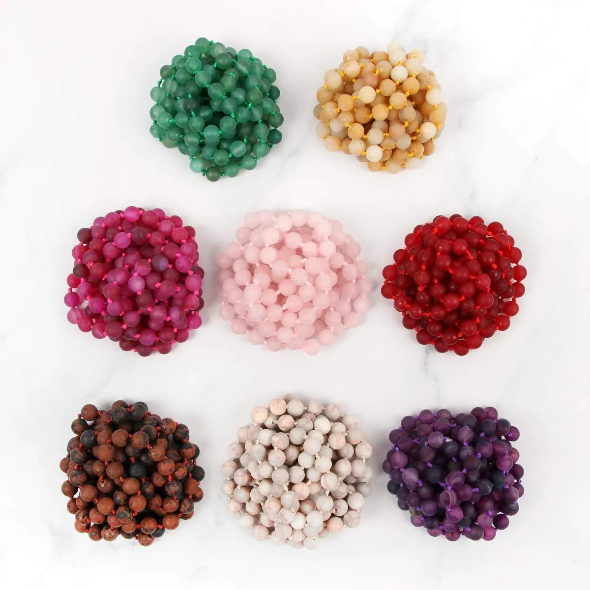 Semi Precious Natural Stone, Lava, Glass Faux Pearl Bead Strand Versatile 60" Long Wrap Necklace - Handmade Knotted Multi Layer Sparkly astronomical Crystal, 