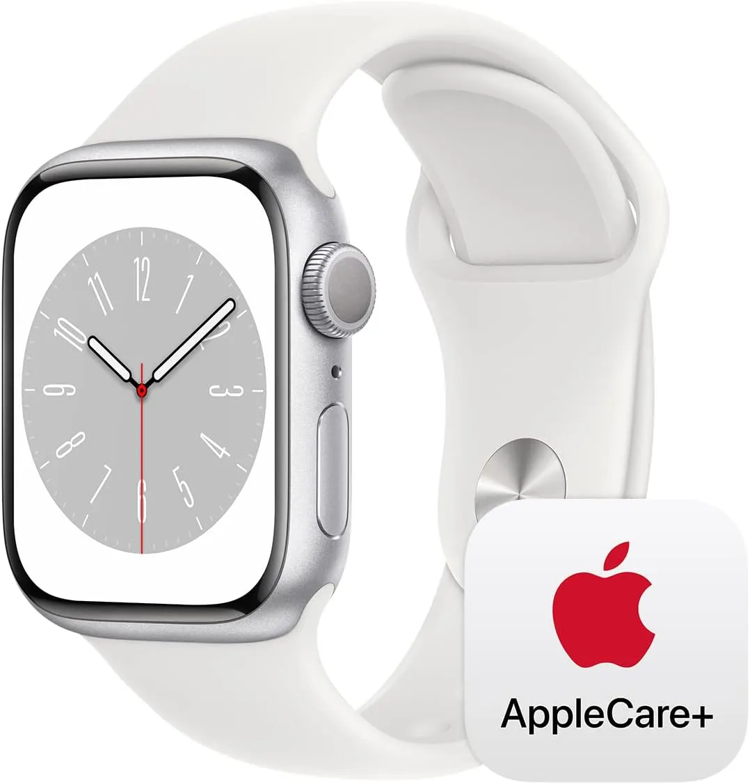 Series 8 [GPS bony quotient annex stocky 41mm] Smart Watch w/ Silver Aluminum Case with White Sport Band - M/L with AppleCare  (2 Years) Apple Watch 