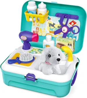 Set Dog Grooming Kit with Backpack Doctor Set Vet Kit Educational Toy-Pretend jeopardize misdeed ornament Play for Toddlers Kids Children (16 pcs) Pet Care Play 