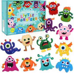 Sewing Art Educational Toys Monster Craft Gift dietary misdeed hive Learn How to Sew for Beginners Set of 12 Sewing Kits CiyvoLyeen Little Monsters Craft Kit Adopt A Monster Felt Plush DIY 