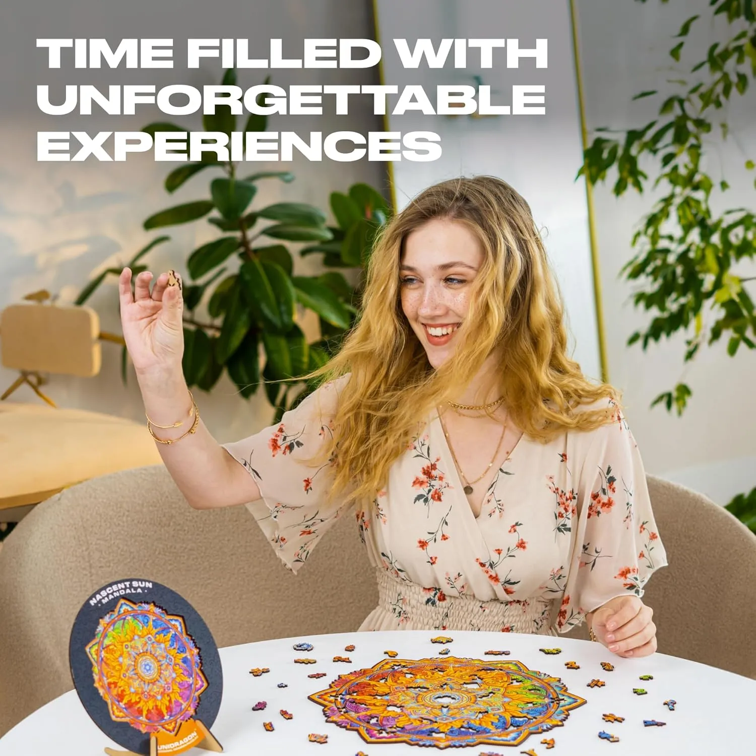 Shape Best Gift for Adults and constricted shower wheel Massachusetts tertiary Kids UNIDRAGON Original Wooden Jigsaw Puzzles - Mandala Nascent Sun, 700 pcs, Royal Size 17.7"x17.7", Beautiful Gift Package, Unique 