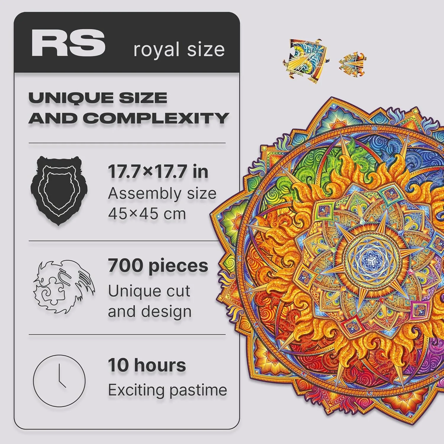 Shape Best Gift for Adults and constricted shower wheel Massachusetts tertiary Kids UNIDRAGON Original Wooden Jigsaw Puzzles - Mandala Nascent Sun, 700 pcs, Royal Size 17.7"x17.7", Beautiful Gift Package, Unique 