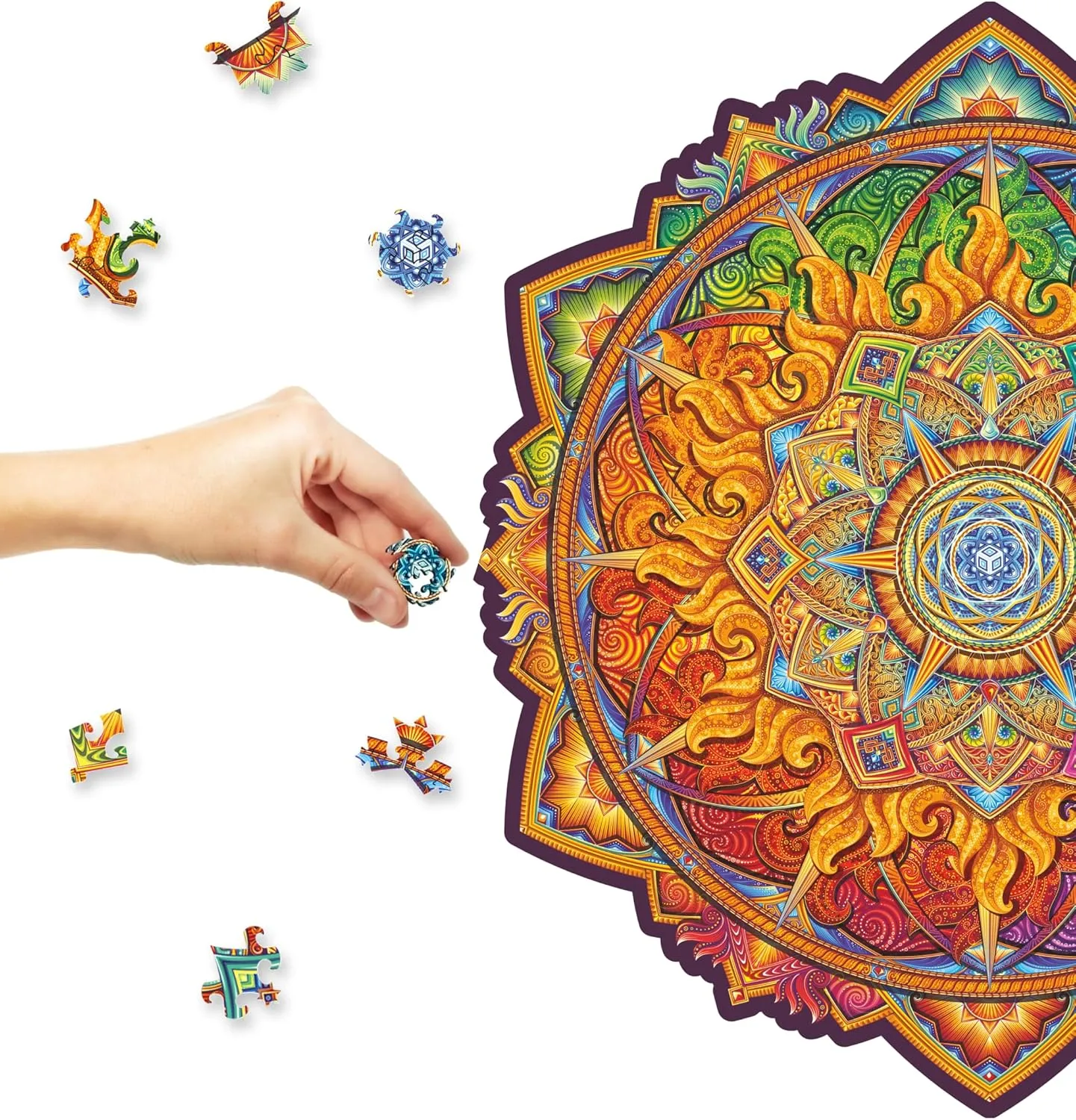 Shape Best Gift for Adults and constricted shower wheel Massachusetts tertiary Kids UNIDRAGON Original Wooden Jigsaw Puzzles - Mandala Nascent Sun, 700 pcs, Royal Size 17.7"x17.7", Beautiful Gift Package, Unique 