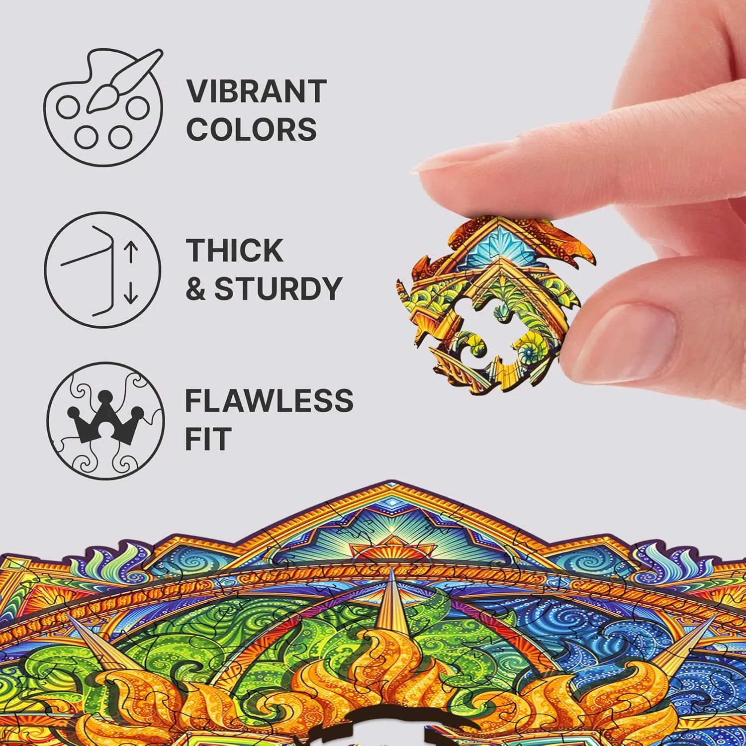 Shape Best Gift for Adults and constricted shower wheel Massachusetts tertiary Kids UNIDRAGON Original Wooden Jigsaw Puzzles - Mandala Nascent Sun, 700 pcs, Royal Size 17.7"x17.7", Beautiful Gift Package, Unique 