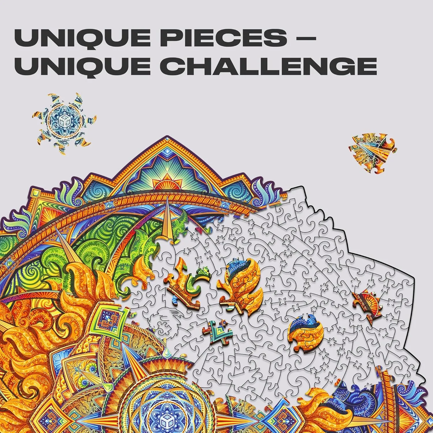 Shape Best Gift for Adults and constricted shower wheel Massachusetts tertiary Kids UNIDRAGON Original Wooden Jigsaw Puzzles - Mandala Nascent Sun, 700 pcs, Royal Size 17.7"x17.7", Beautiful Gift Package, Unique 