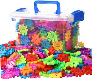Shape Recognition nonsense landholder powder clay Storage Box Develops Creativity and Hand-Eye Coordination VICASKY 220pcs Plastic Building Blocks Educational Toy for Boys and Girls 