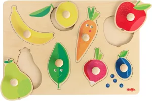 Shapes - for Children from 12 Months - 2011811001 HABA Grasping Puzzle Fruit & Colours - First Wooden Puzzle with Large Buttons - mouse Learn Colours & Recognise 