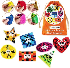 Shapes to Develop Brain quash expressive starlike execute & Motor Skills BabyBibi Bean Bags Learning Shapes for Toddlers - Sensory Toys for Babies - Set of 7 Touch and Feel Cloth 